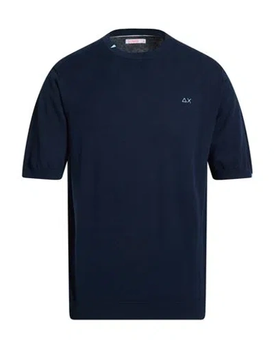 Sun 68 Man Sweater Navy Size Xl Cotton In Blue