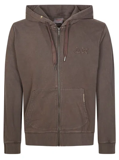 Sun 68 Men's Full Zip Sweatshirt - Ss26 Collection In Brown