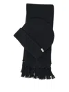 Sun 68 Micro-ribbed Beanie And Scarf Set In Black