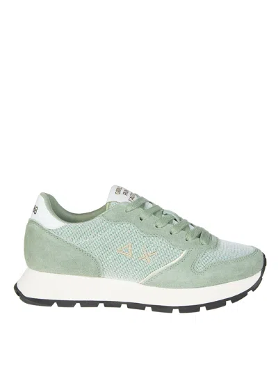 Sun 68 Mini Glitter Textile Sneakers For Women In Verde