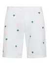 Sun 68 Palm-tree Embroidered Shorts In White