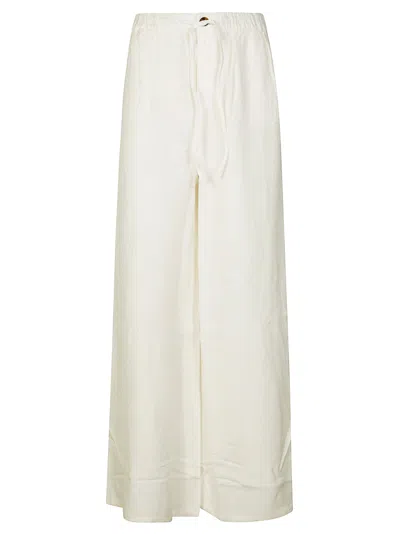 Sun 68 Trouseralone Gamba Larga Lino In White