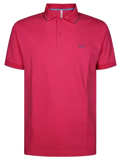 Sun 68 Polo Bande Piccole Sul Colletto In Fuchsia