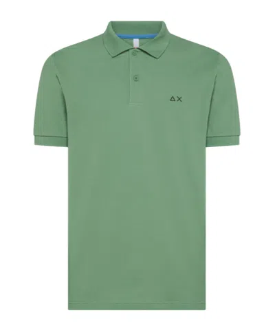 Sun 68 Polo Basic S/s Sage Green In Gray-green