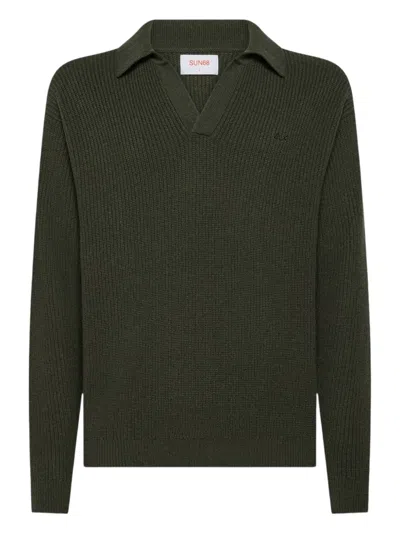 Sun 68 Polo-collar Sweater In Green