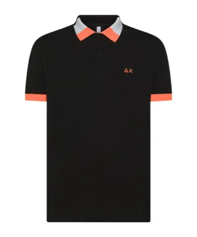 Sun 68 Polo Fluo Multicolor S/s In Black