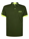 Sun 68 Fluo Logo Cotton Polo Shirt In Green