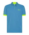 Sun 68 Polo Small Stripe Fluo In Sky-blue