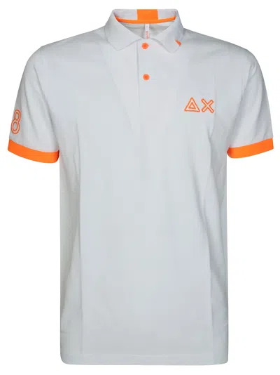 Sun 68 Polo Logo Fluo In White