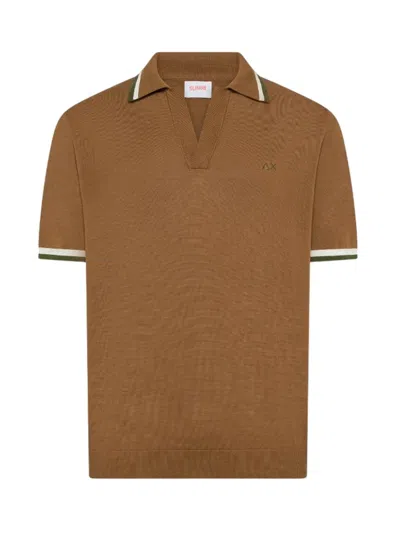 Sun 68 Polo Man Sun68 - Polo Sweater Stripes Details S/s - Beige In Brown