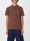 Sun 68 Polo With Embroidered Logo In Brown