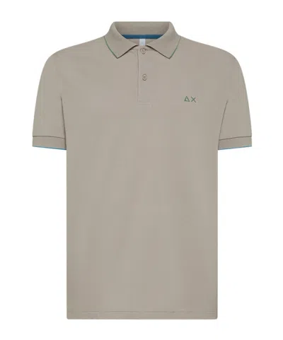 Sun 68 Logo-embroidered Short-sleeve Polo Shirt In Neutral