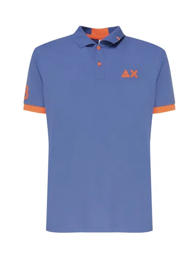 Sun 68 Polo T-shirt With Front Logo In Avion