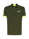 Sun 68 Fluo Logo Cotton Polo Shirt In Dark Green