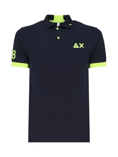 Sun 68 Polo T-shirt With Front Logo In Navy Blue