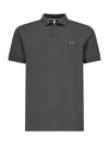 Sun 68 Polo With Embroidered Logo In Gray