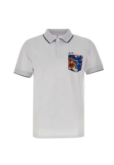 Sun 68 Print Pocket Polo Shirt Cotton In White