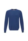 Sun 68 Round Double Cotton And Wool Pullover In Blue