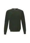 Sun 68 Round Double Cotton And Wool Pullover In Militare
