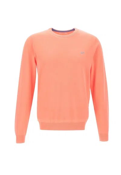 Sun 68 Round Elabow Fancy Cotton Sweater In Orange