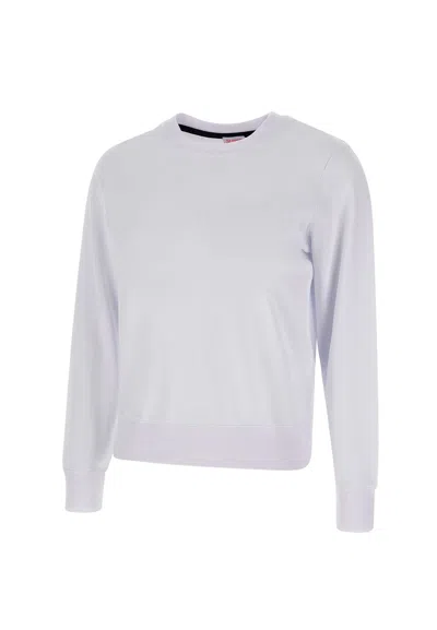 Sun 68 Round Neck Cotton Piquet Sweatshirt In Bianco