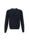 Sun 68 Round Solid Wool And Viscose Blend Pullover In Nero
