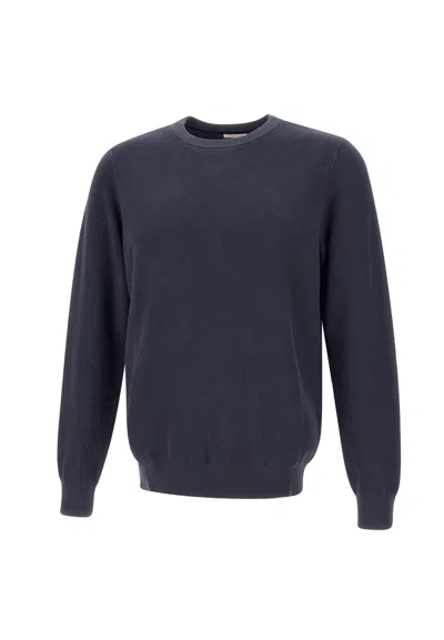 Sun 68 Round Vintage Cotton Sweater In Navy Blue