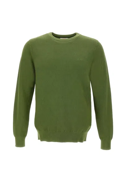 Sun 68 Round Vintage Sweater Cotton In Verde Scuro
