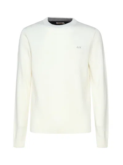 Sun 68 Round Wool Blend Sweater In White