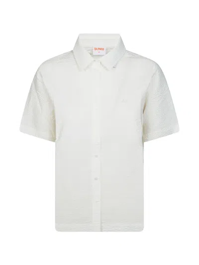 Sun 68 Seersucker-texture Shirt In Orange