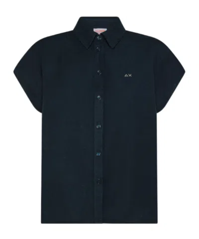 Sun 68 Shirt Linen No Slv In Blue