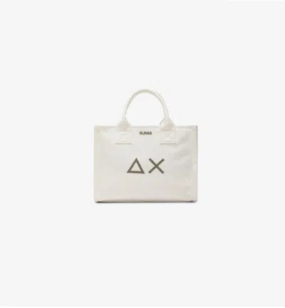 Sun 68 Shopping Bag Woman Sun68 Cali Medium In White Cotton Canvas In Brown