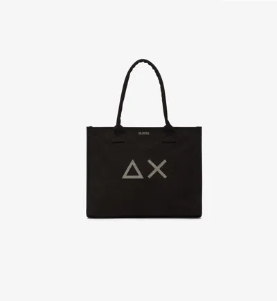 Sun 68 Shopping Bag Woman Sun68 Large Cali In Black Cotton Canvas