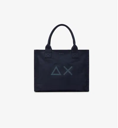 Sun 68 Shopping Bag Woman Sun68 Large Cali In Navy Blue Cotton Canvas