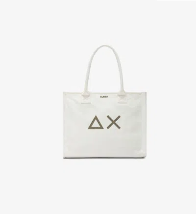 Sun 68 Shopping Bag Woman Sun68 Large Cali In White Cotton Canvas