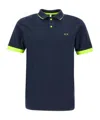 Sun 68 Small Stripe Cotton Polo Shirt In Black