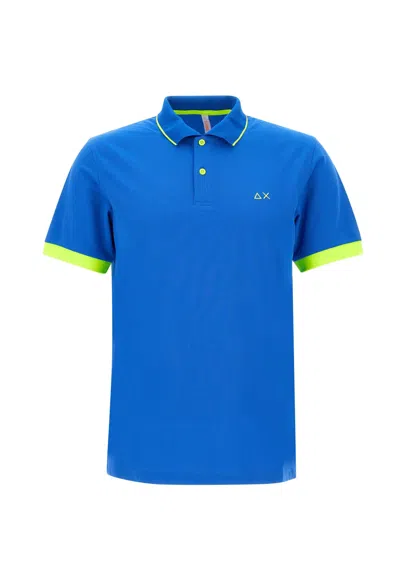 Sun 68 Small Stripe Cotton Polo Shirt In Blue