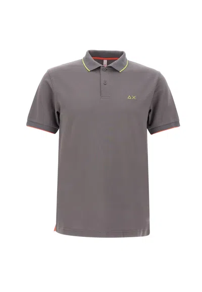 Sun 68 Small Stripe Cotton Polo Shirt In Inchiostro