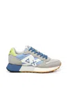 Sun 68 Jaki Bicolor Light Grey And Avio Nylon And Suede Sneaker In Red