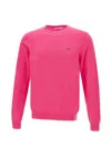 Sun 68 Solid Cotton Sweater In Fucsia