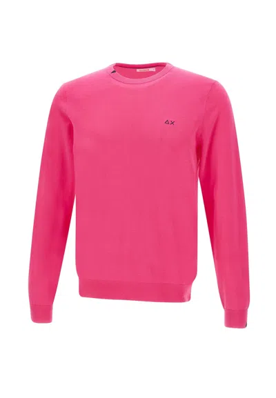 Sun 68 Solid Cotton Sweater In Fucsia