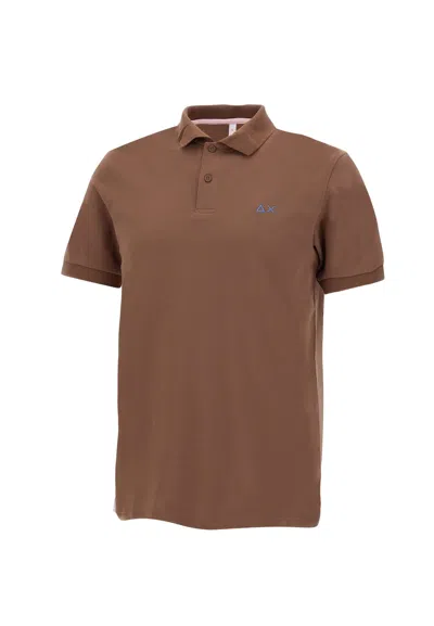 Sun 68 Solid Pique Cotton Polo Shirt In Brown