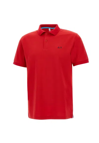 Sun 68 Solid Pique Cotton Polo Shirt In Red