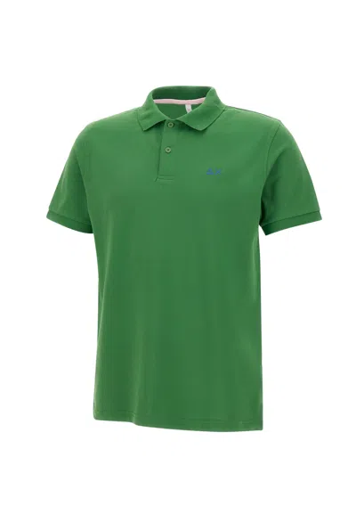 Sun 68 Solid Piquet Cotton Polo Shirt In Green