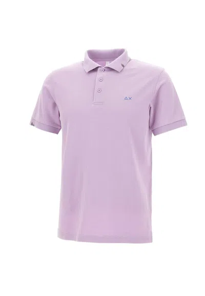 Sun 68 Solid Polo Shirt Cotton In Lilac