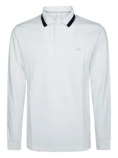 Sun 68 Stripe-collar Polo Shirt In White