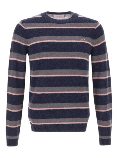 Sun 68 Striped Long-sleevees Sweater In Blue