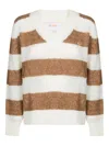 Sun 68 Striped-pattern V-neck Sweater In Multi