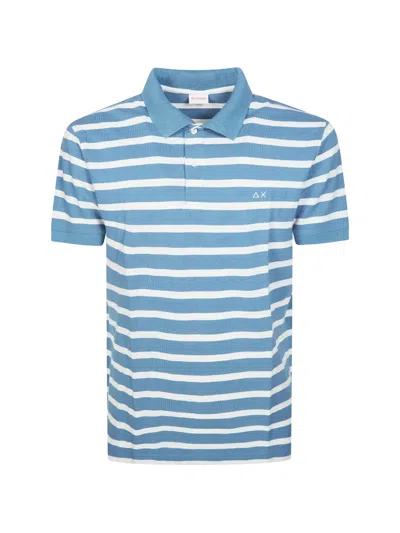 Sun 68 Striped Polo Shirt In Blue