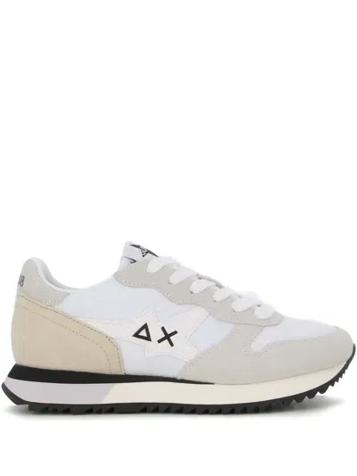 Sun 68 Suede-panel Lace-up Shoes In White
